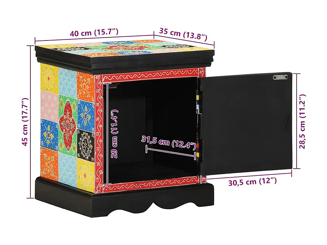 Table de chevet multicolore 2 pcs 40x35x45 cm