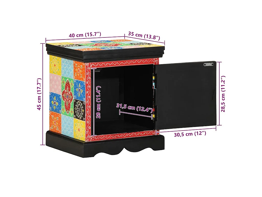 Table de chevet multicolore 2 pcs 40x35x45 cm