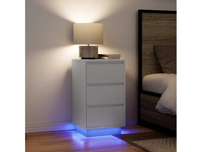 Table de chevet avec lumières LED blanc 38x34x65 cm
