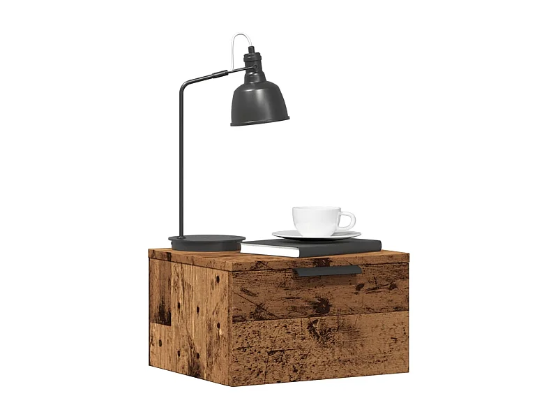 Table de chevet murale vieux bois 34x30x20 cm