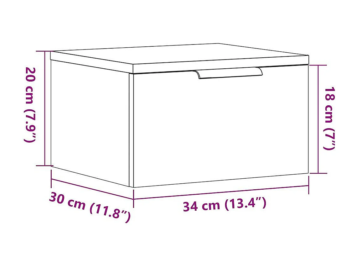 Wand-Nachttisch Altholz-Optik 34x30x20 cm