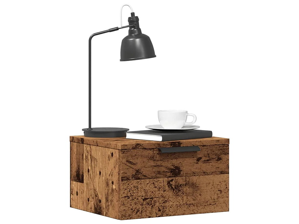Table de chevet murale vieux bois 34x30x20 cm