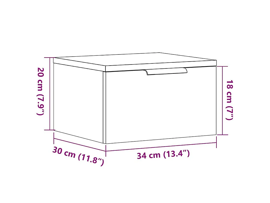 Table de chevet murale vieux bois 34x30x20 cm