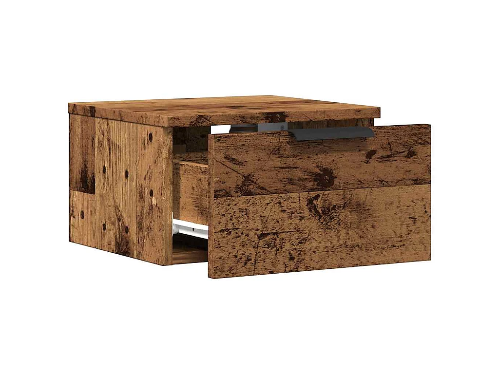 Table de chevet murale vieux bois 34x30x20 cm
