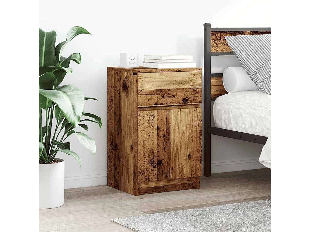 Mesilla de noche de madera antigua 39x35x65cm Madera ingeniería
