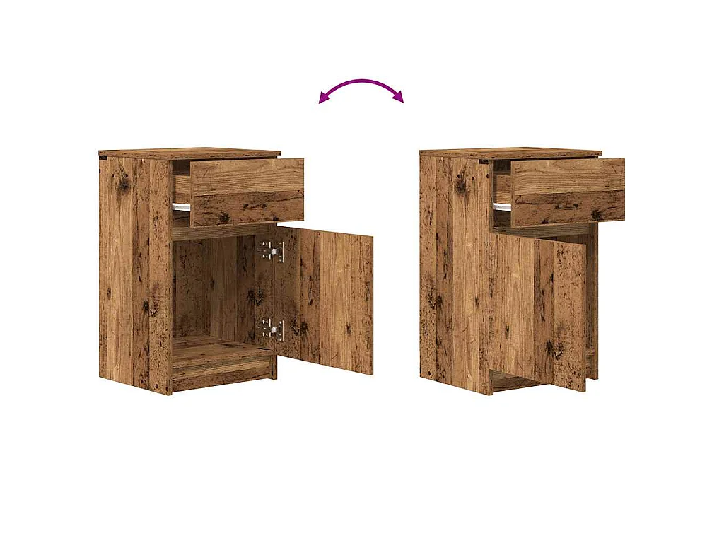 Mesilla de noche de madera antigua 39x35x65cm Madera ingeniería