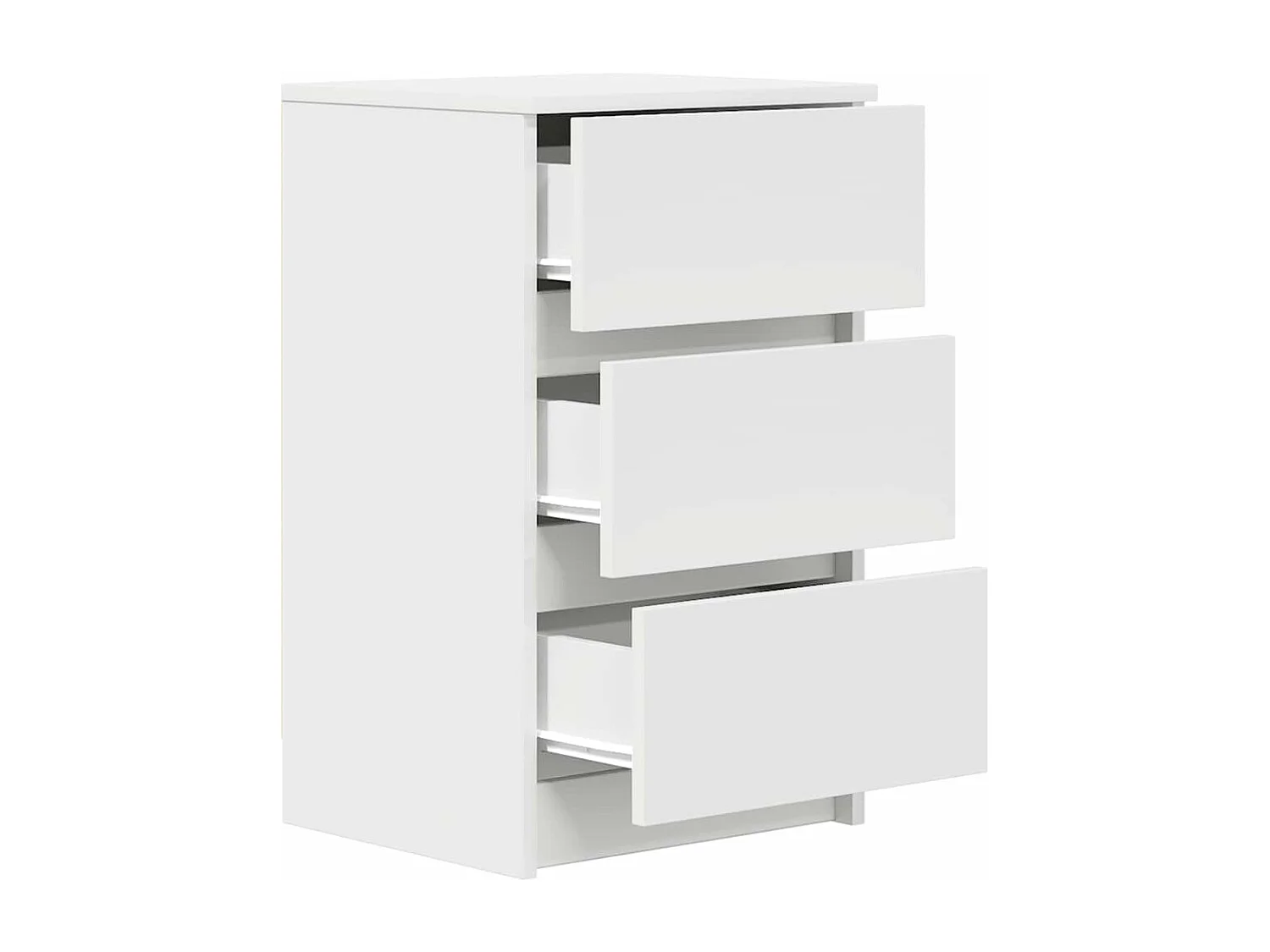Table de chevet avec 3 tiroirs blanc 39x35x65 cm