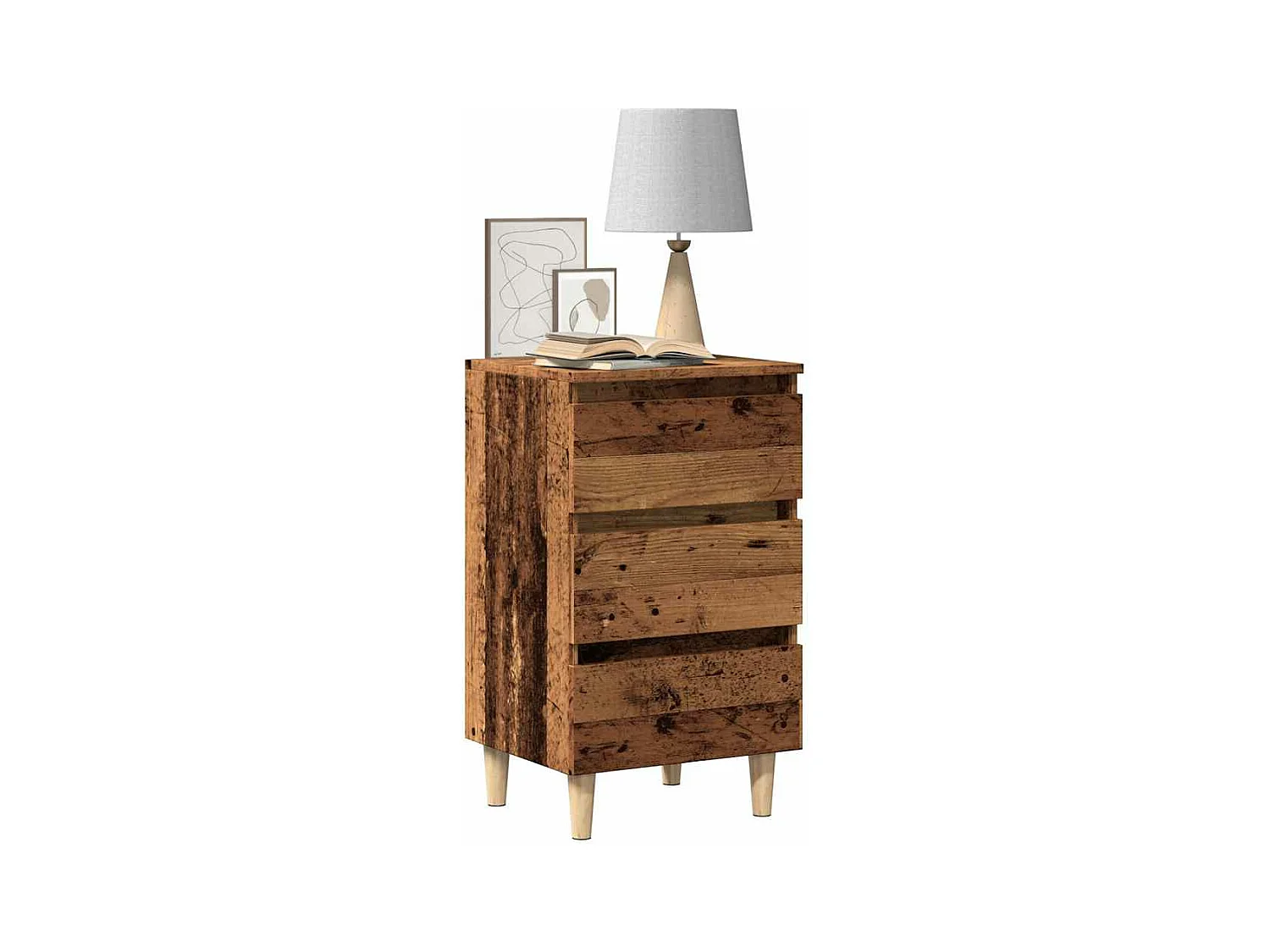 Table de chevet vieux bois 40x35x69 cm bois d’ingénierie