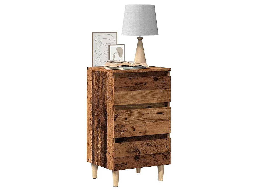 Nachtkastje 40x35x69 cm bewerkt hout oud houtkleurig