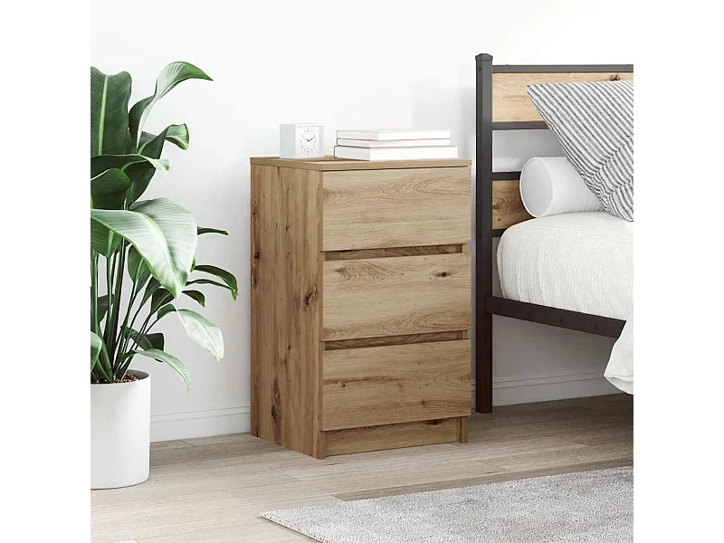 Nachtkastje met 3 lades 39x35x65 cm artisan eikenkleurig