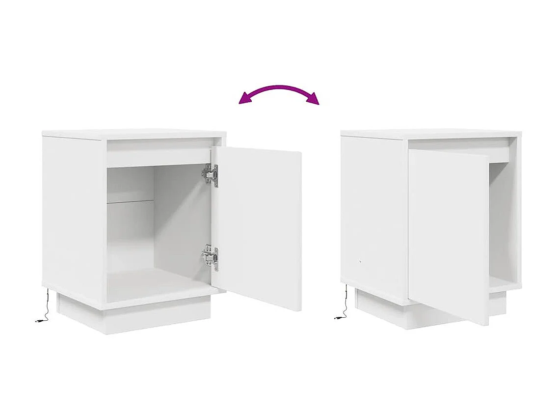 Table de chevet avec lumières LED blanc 38x34x50 cm