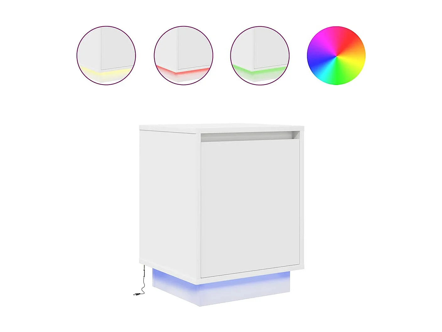 Nachttisch mit LED-Leuchten Weiß 38x34x50 cm