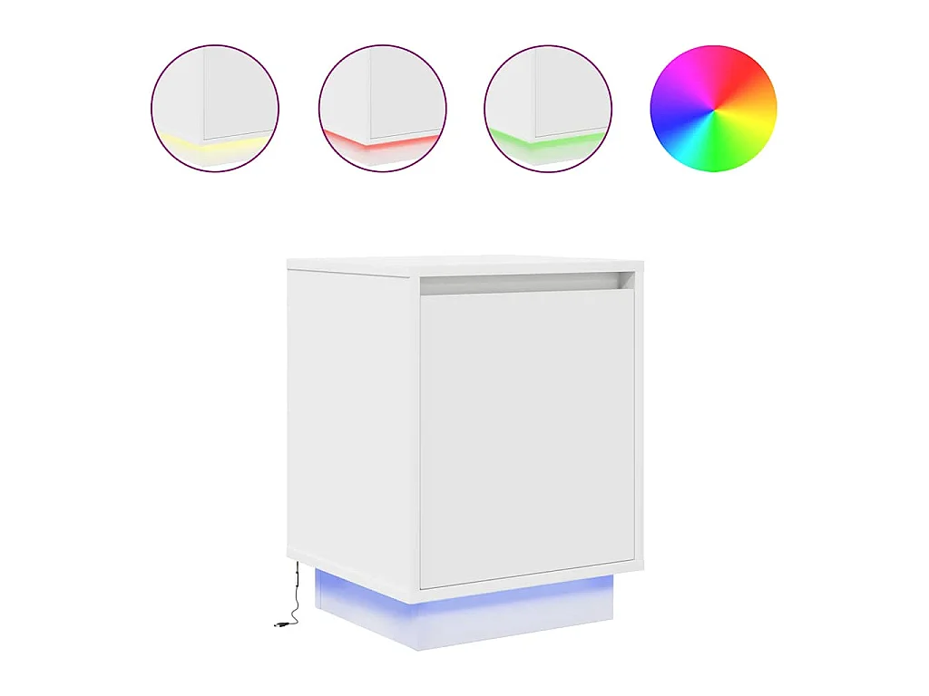 Nachtkastje met LED-verlichting 38x34x50 cm wit
