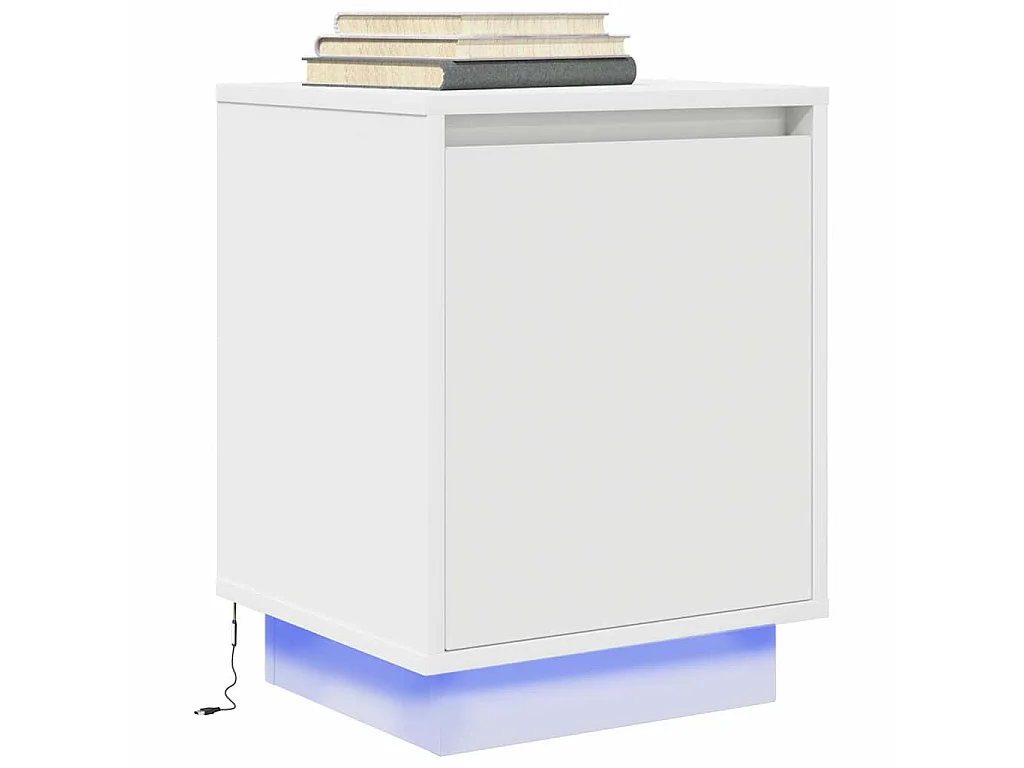 Nachtkastje met LED-verlichting 38x34x50 cm wit