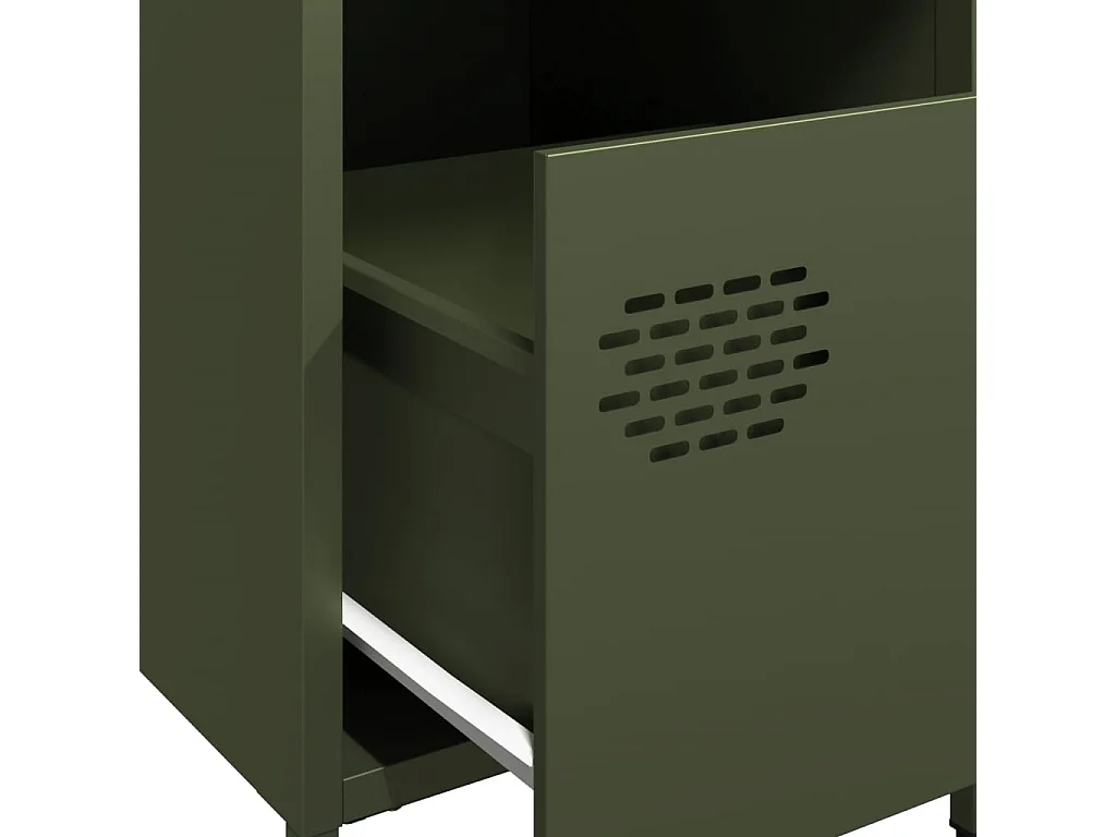 Tables de chevet 2 pcs vert olive 35x39x43,5 cm acier