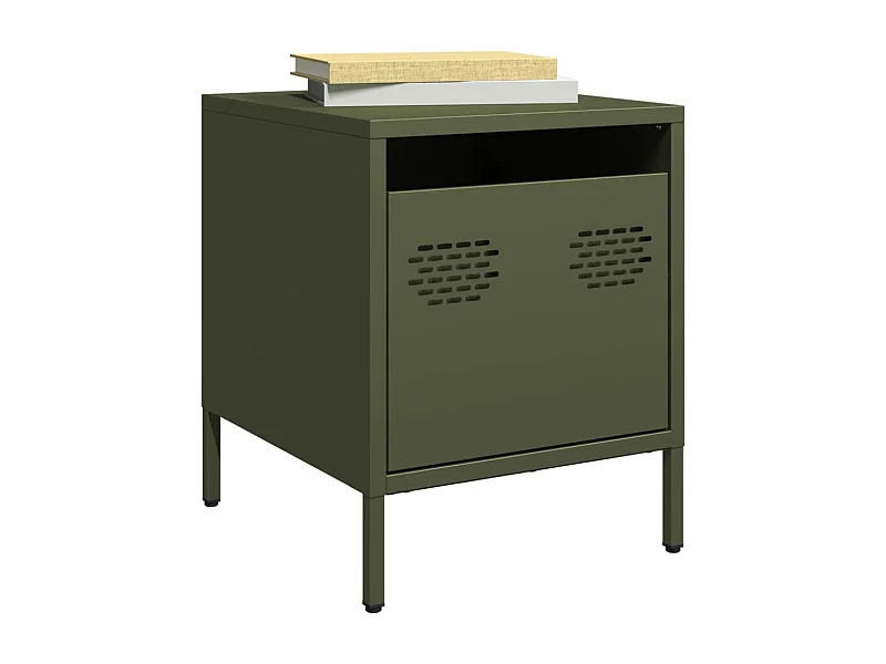 Tables de chevet 2 pcs vert olive 35x39x43,5 cm acier