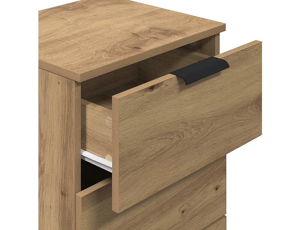 Nachtkastje 40x36x65 cm bewerkt hout artisanaal eikenkleurig
