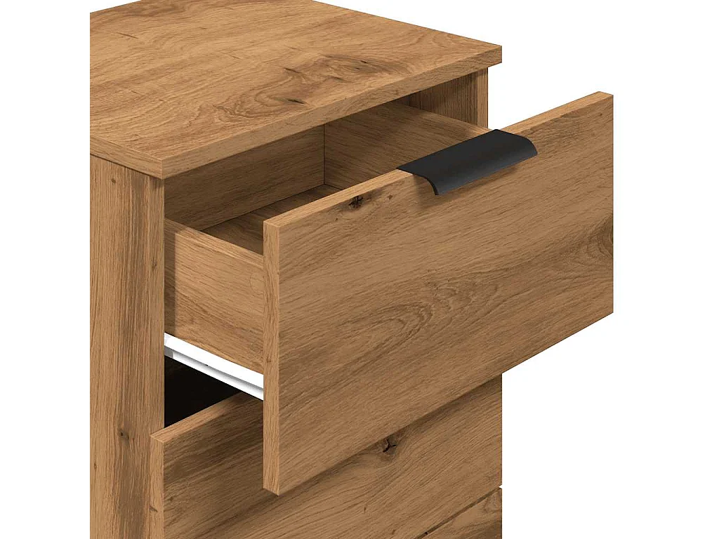 Nachtkastje 40x36x65 cm bewerkt hout artisanaal eikenkleurig