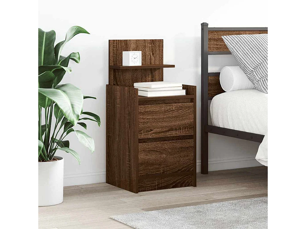 Tables de chevet avec 2 tiroirs 2 pcs chêne marron 38x34x80 cm