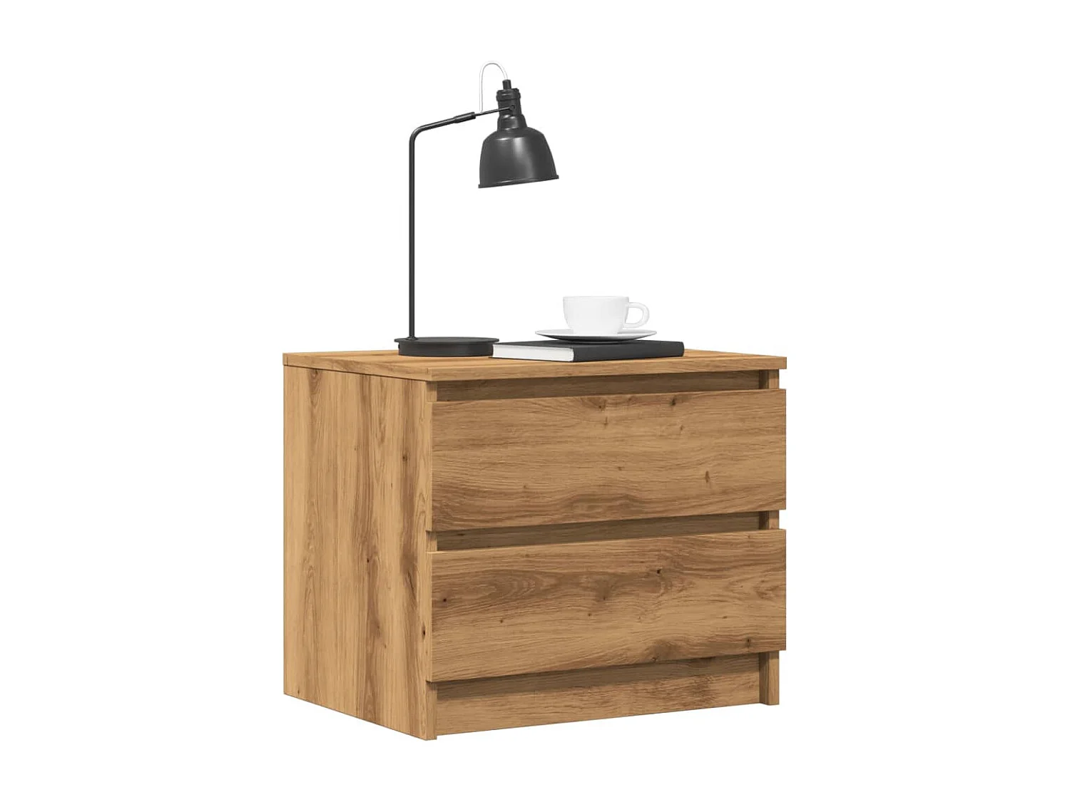 Table de chevet chêne artisanal 50x40x43.5 cm bois d’ingénierie