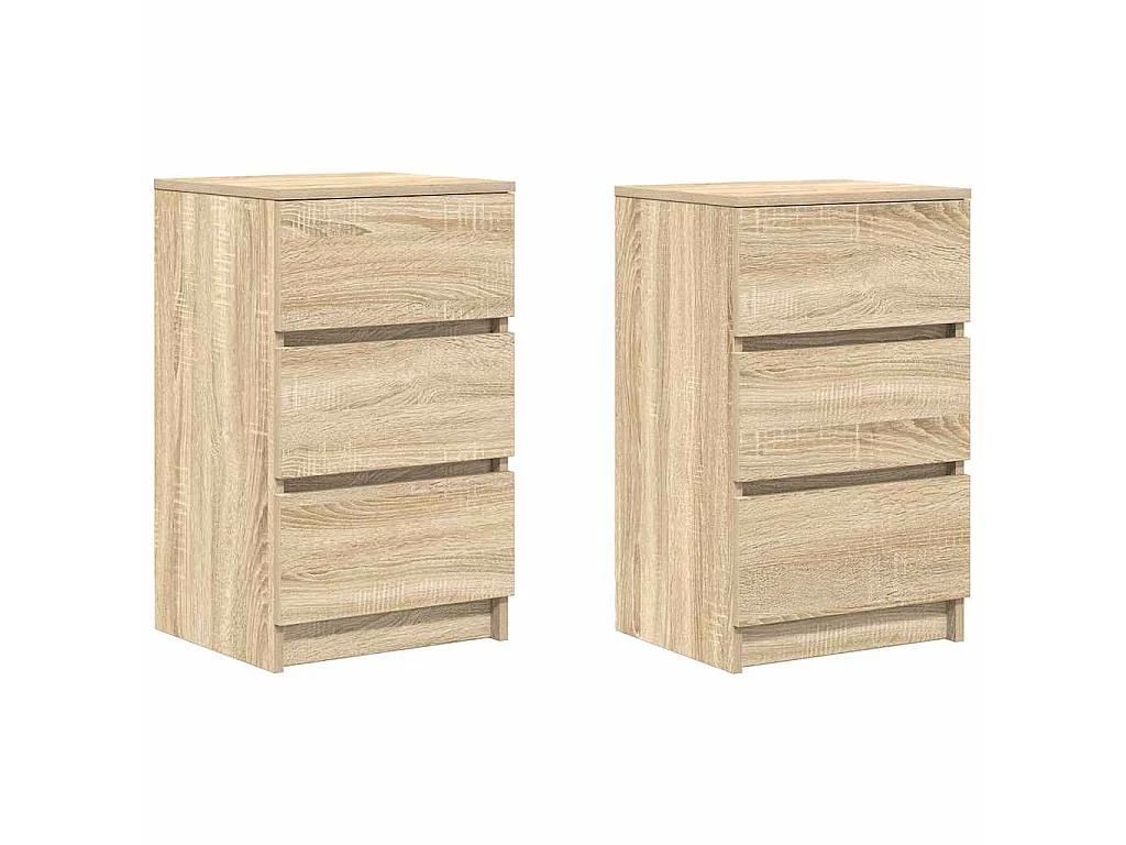 Nachtkastjes met 3 lades 2 st 39x35x65 cm Sonoma eikenkleurig