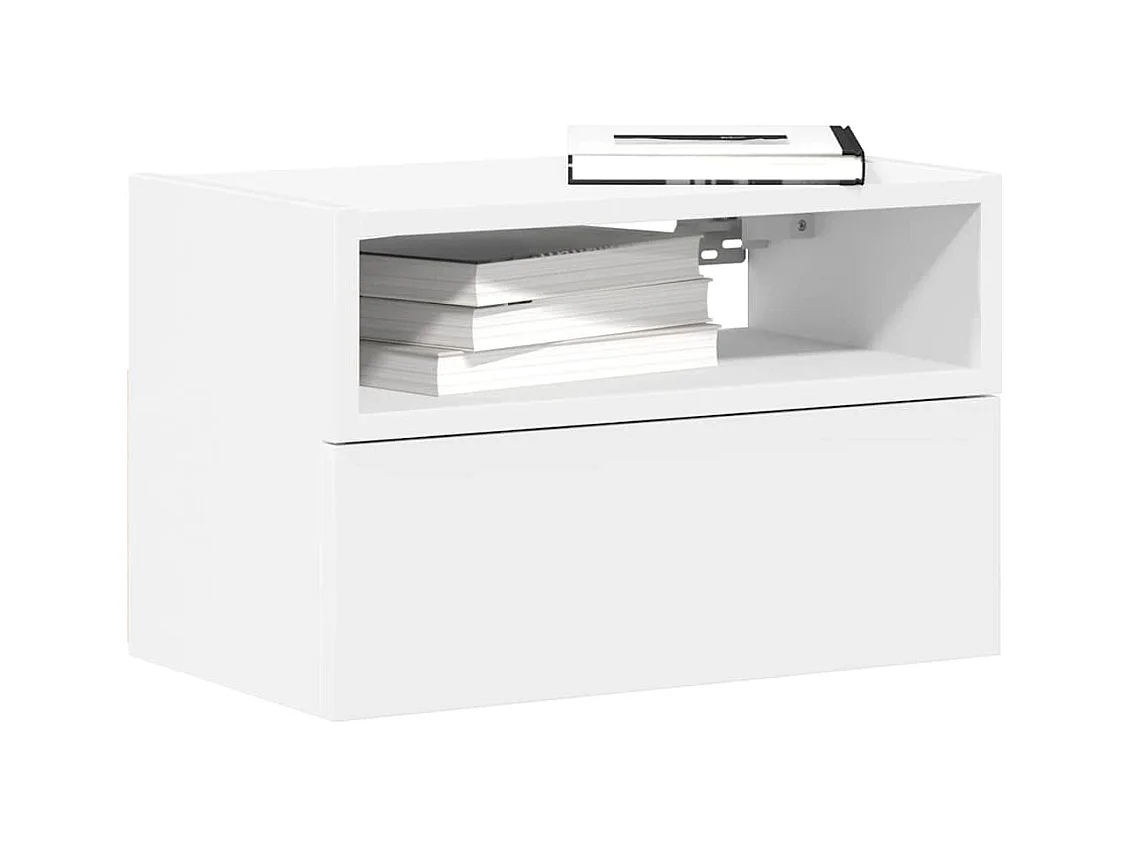 Table de chevet murale blanc 45x26x28,5 cm