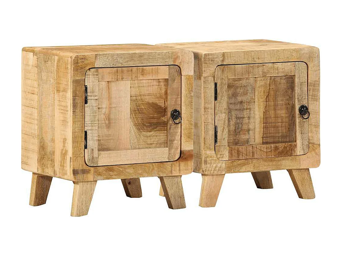 Table de chevet 2 pcs 40x32x46 cm bois massif de manguier brut