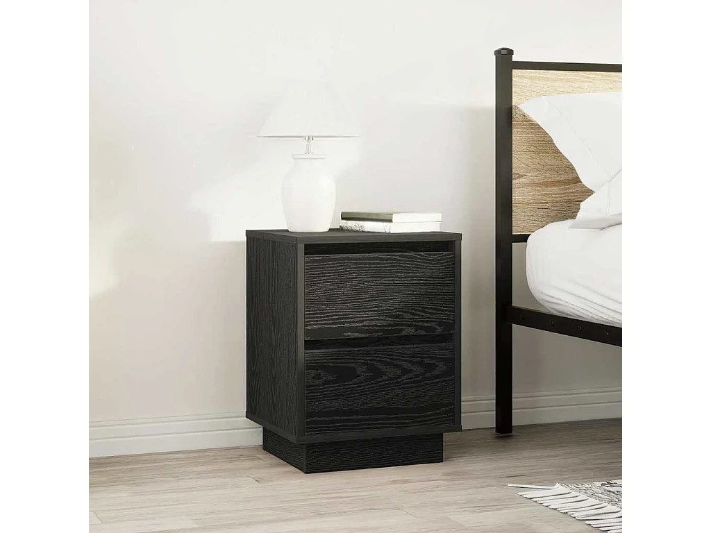 Nachttische mit LED-Leuchten 2 Stk. Schwarz 38x34x50 cm