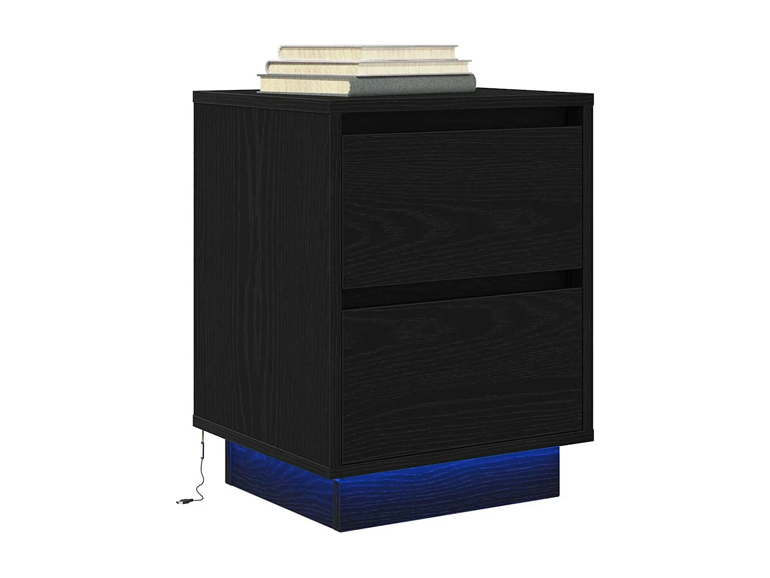 Nachttische mit LED-Leuchten 2 Stk. Schwarz 38x34x50 cm