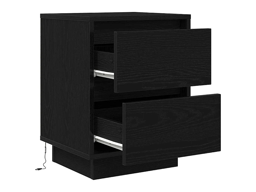 Comodini con Luci LED 2 pz Nero 38x34x50 cm