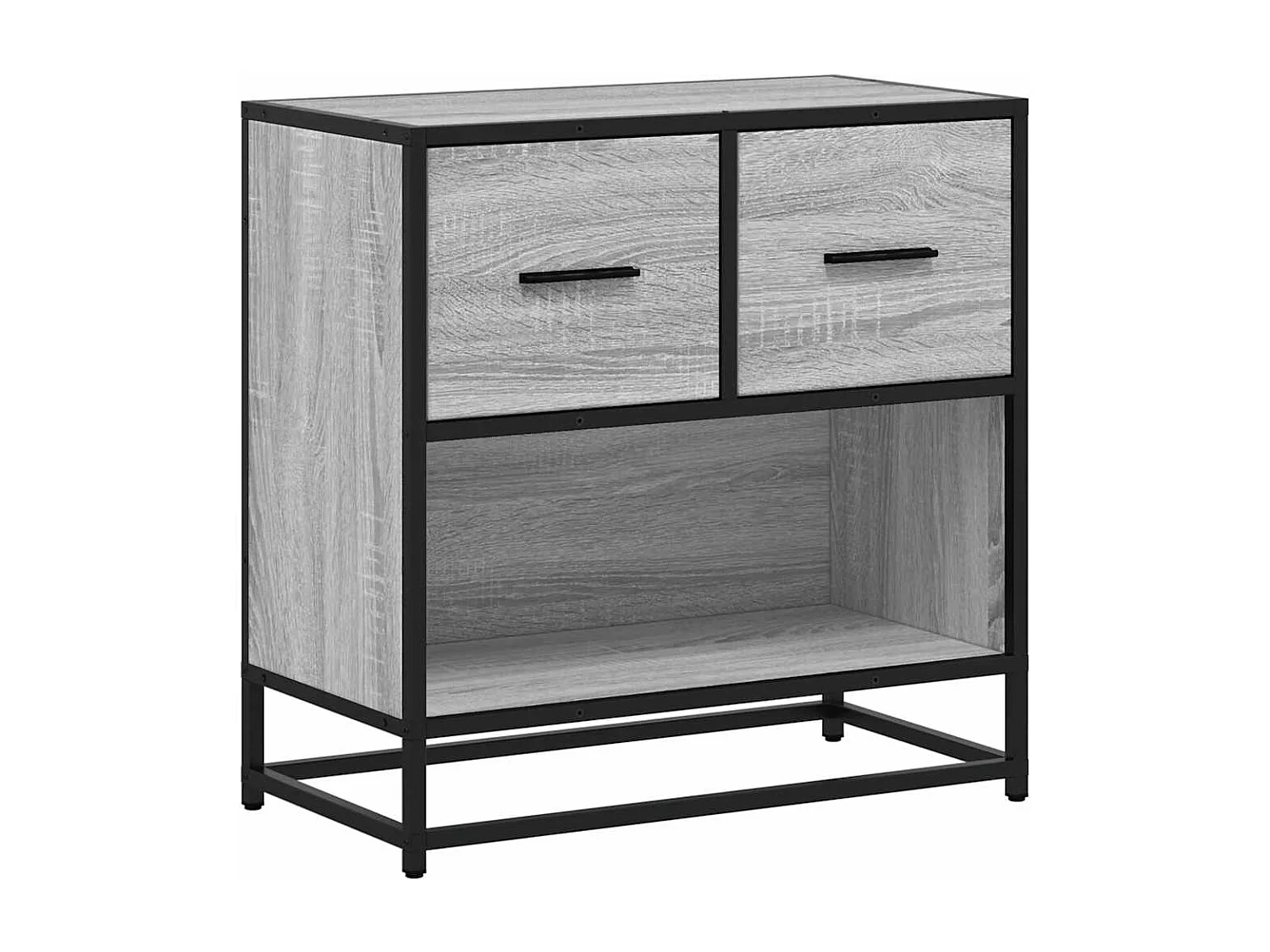 Nachtkastje 60x31x60 cm bewerkt hout en metaal grijs sonoma
