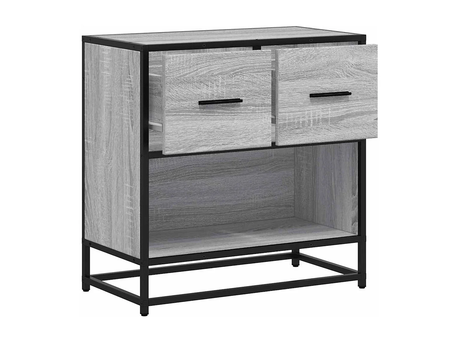 Nachtkastje 60x31x60 cm bewerkt hout en metaal grijs sonoma