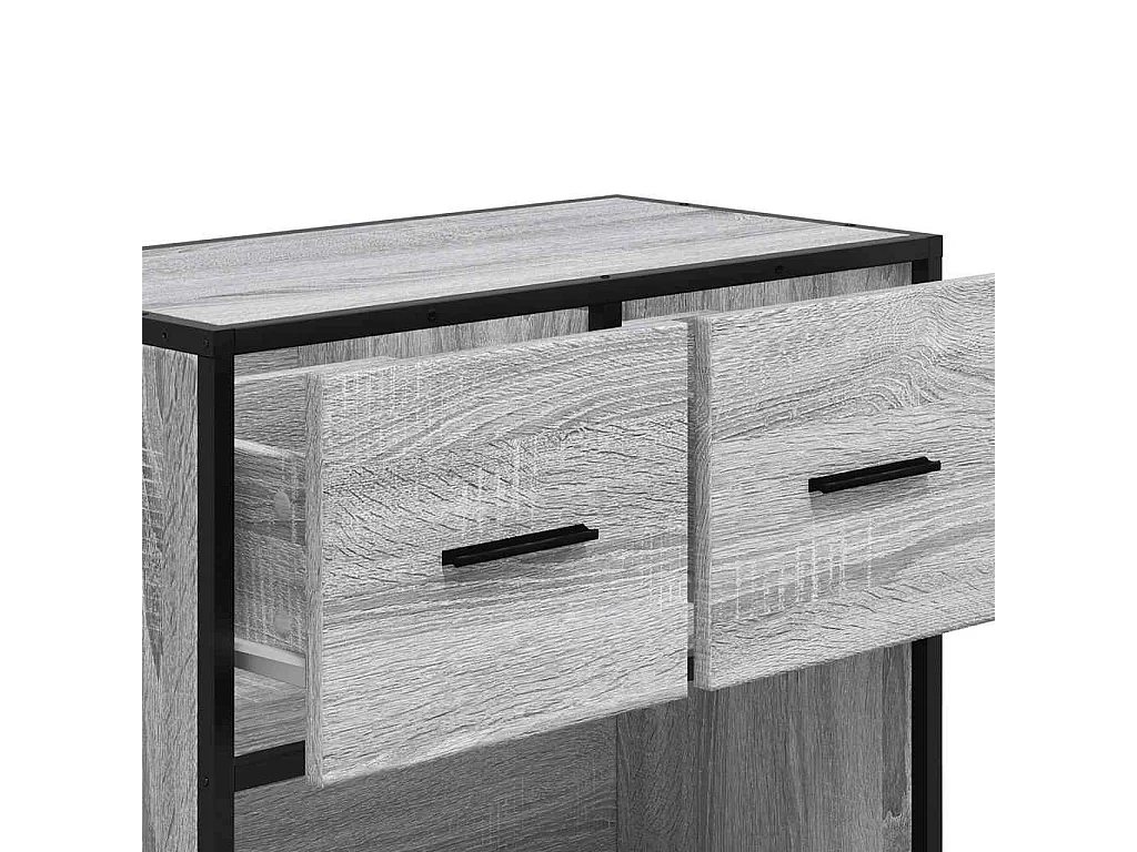 Nachtkastje 60x31x60 cm bewerkt hout en metaal grijs sonoma