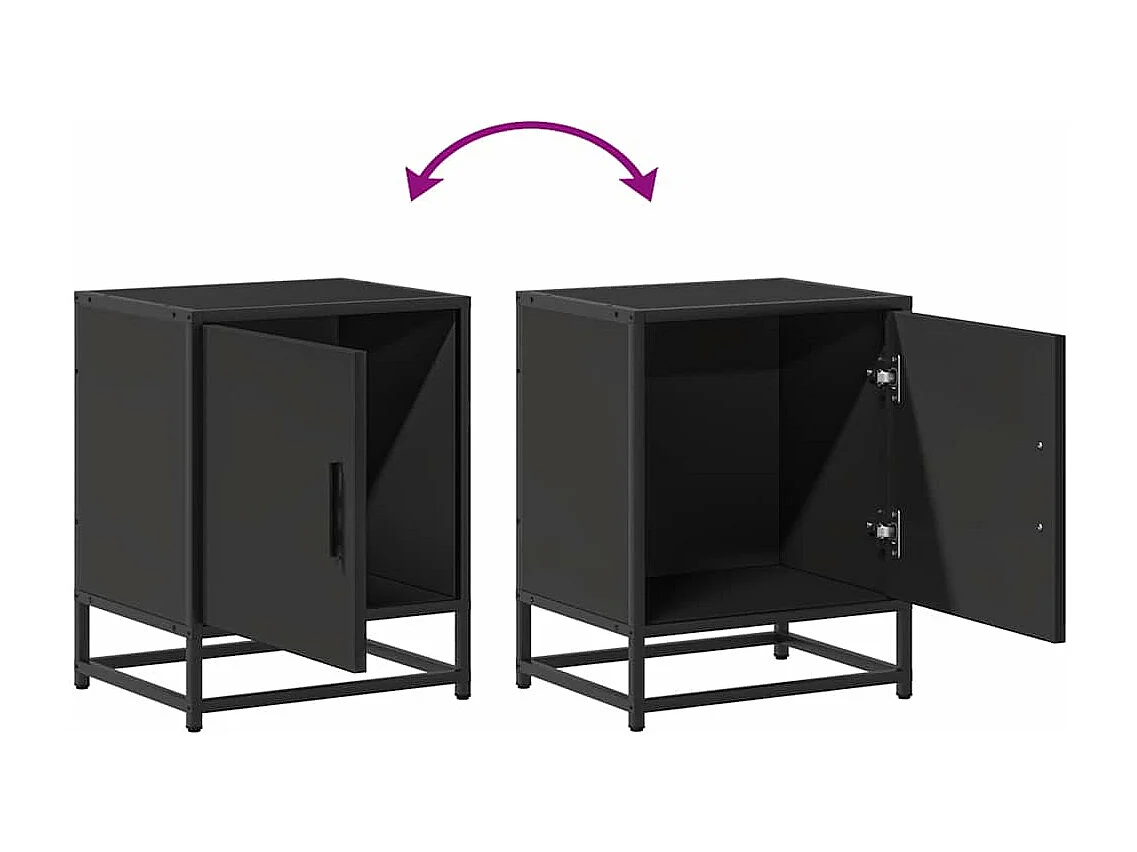 Tables de chevet 2 pcs noir 40x31x50 cm bois d'ingénierie métal