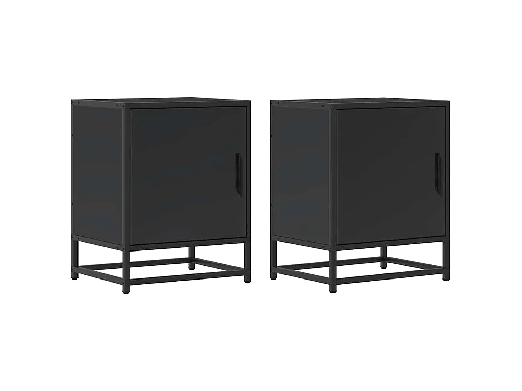Tables de chevet 2 pcs noir 40x31x50 cm bois d'ingénierie métal