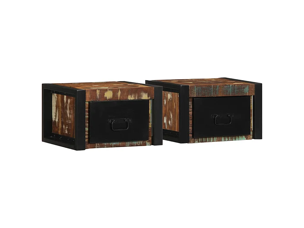 Tables de chevet 2 pcs multicolore 40x35x25cm bois récupération