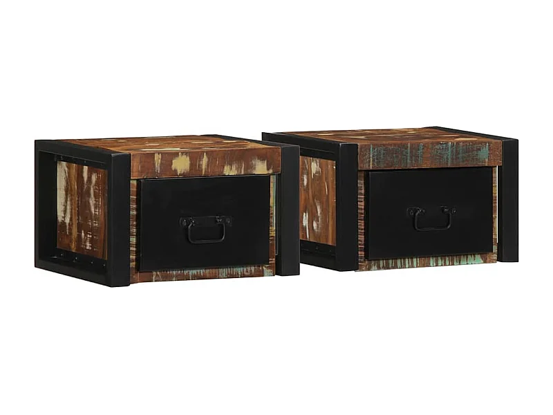 Nachttische 2 Stk. Mehrfarbig 40x35x25 cm Altholz Massivholz