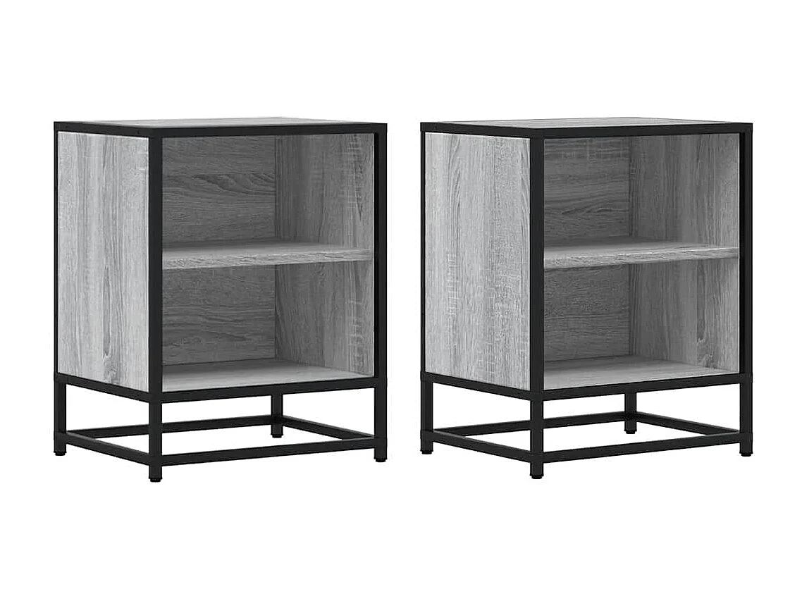 Nachtkastjes 2 st 40x31x50 cm bewerkt hout&metaal grijs sonoma