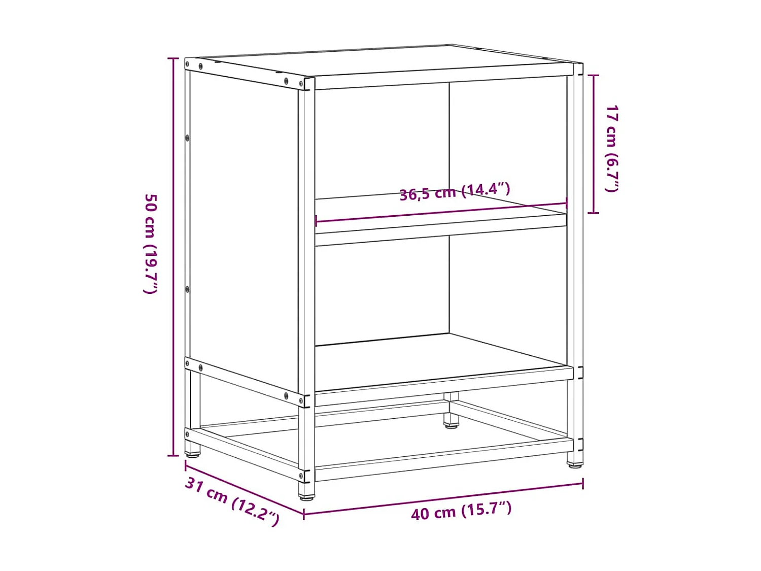 Nachtkastjes 2 st 40x31x50 cm bewerkt hout&metaal grijs sonoma