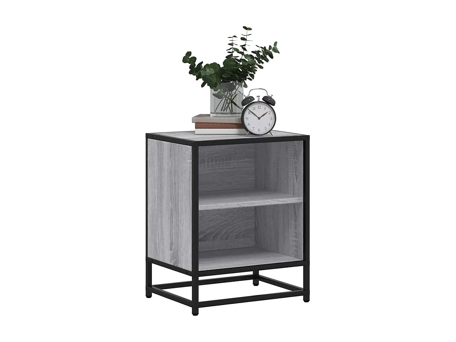 Nachtkastjes 2 st 40x31x50 cm bewerkt hout&metaal grijs sonoma