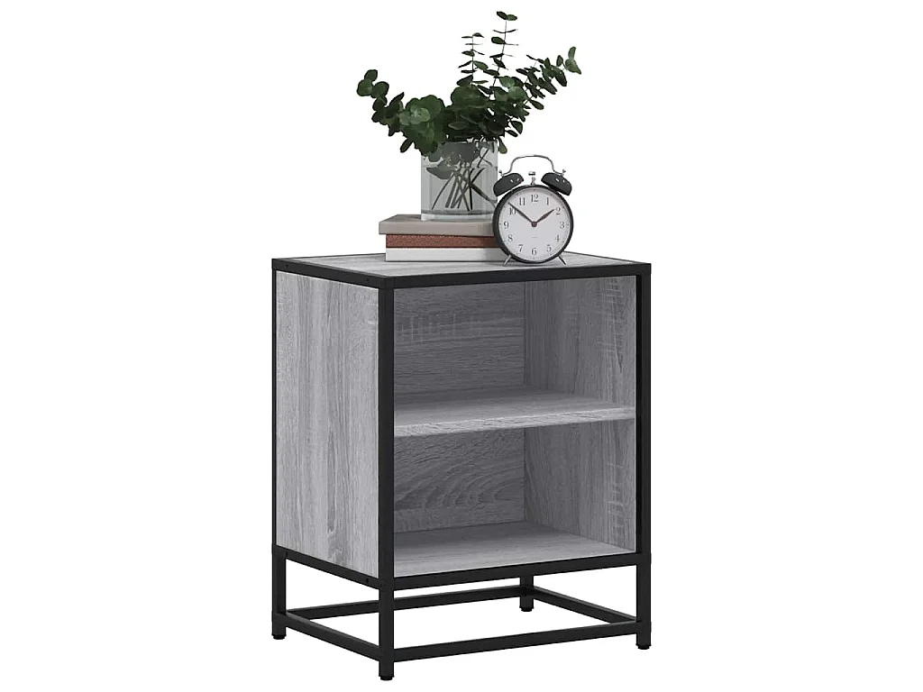Tables de chevet 2 pcs sonoma gris bois d'ingénierie et métal
