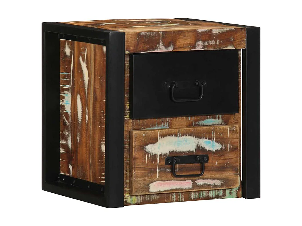 Mesa de cabeceira multicor 40x35x40cm madeira maciça recuperada