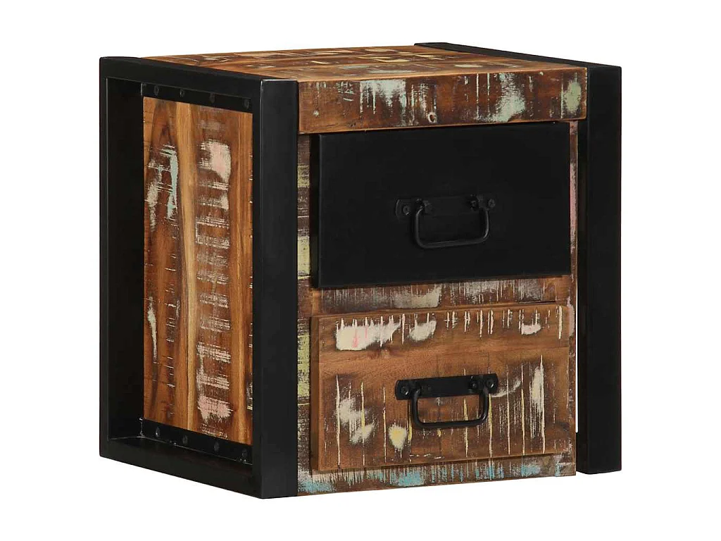 Mesa de cabeceira multicor 40x35x40cm madeira maciça recuperada