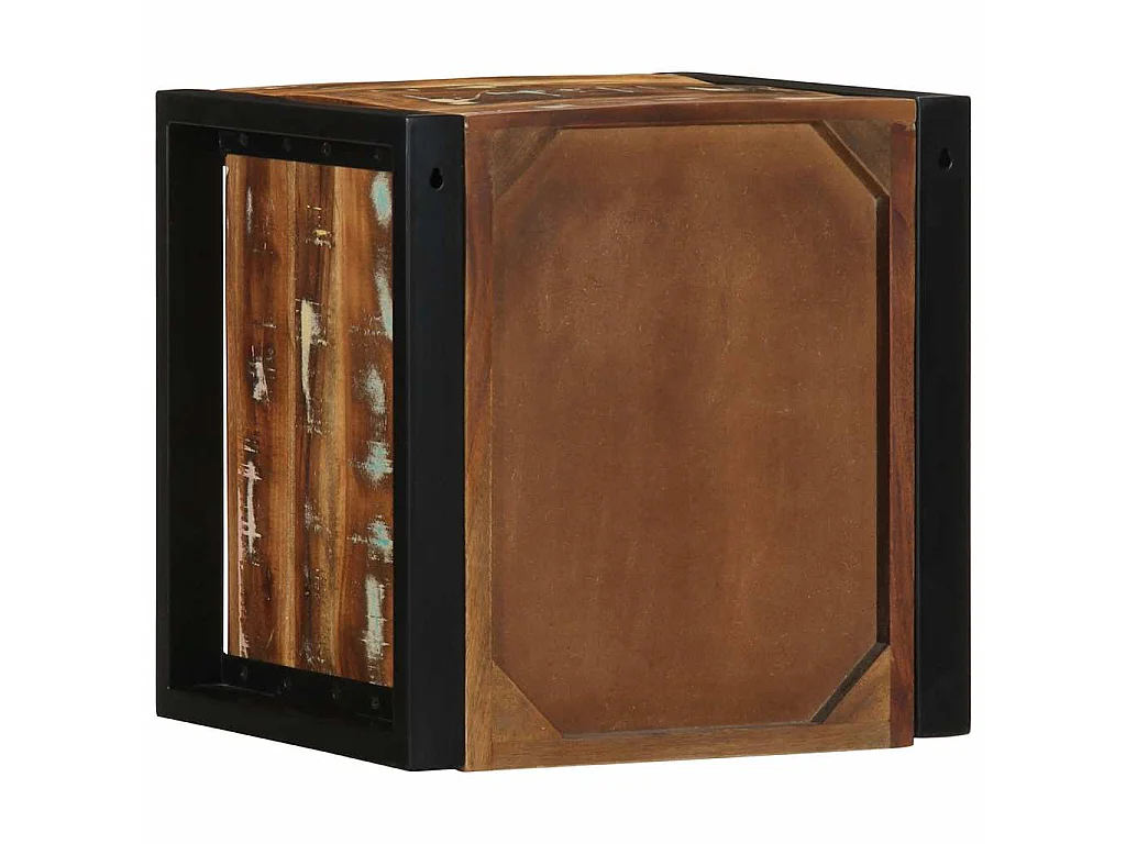 Mesa de cabeceira multicor 40x35x40cm madeira maciça recuperada