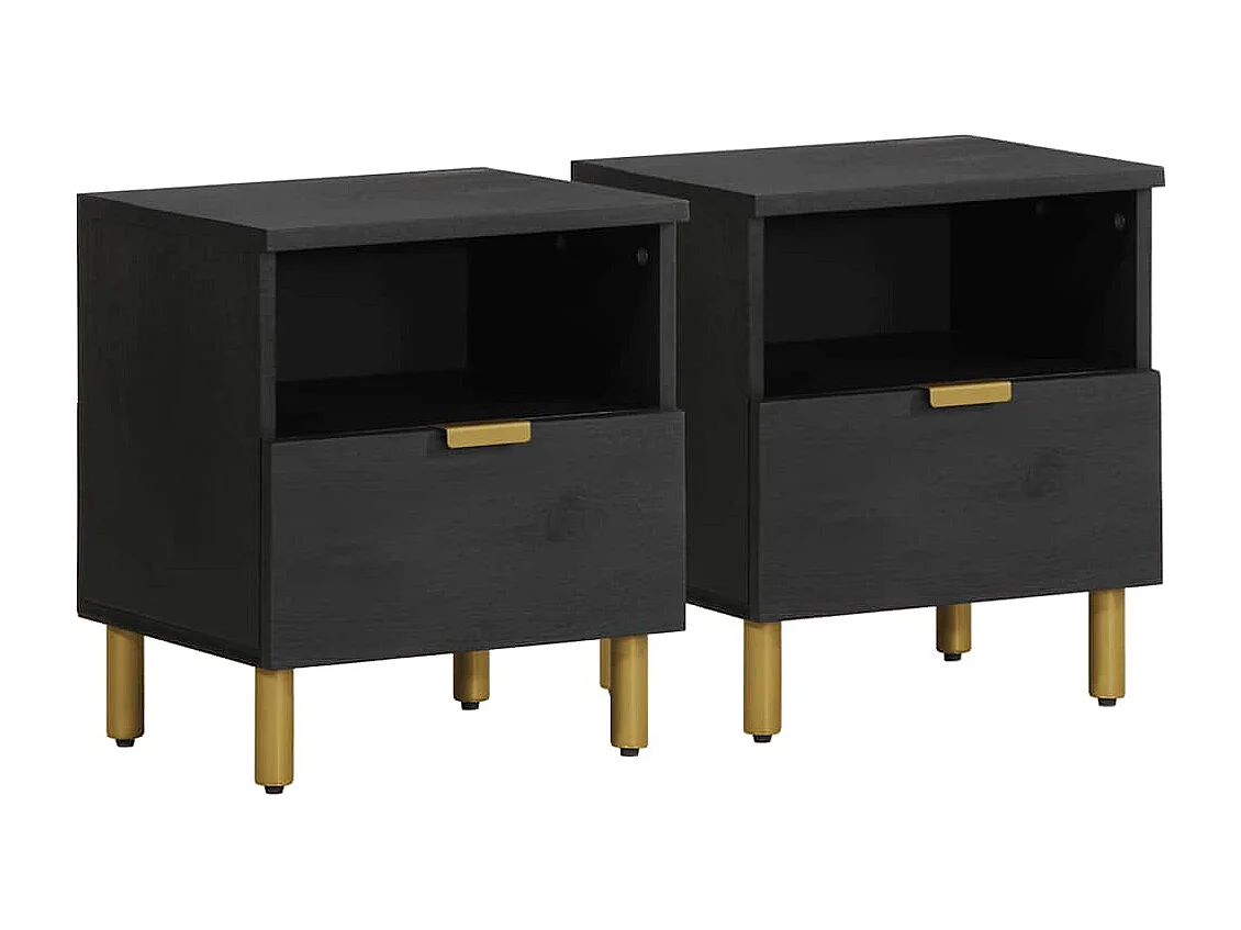 Table de chevet noir 40x33x46 cm bois d'ingénierie