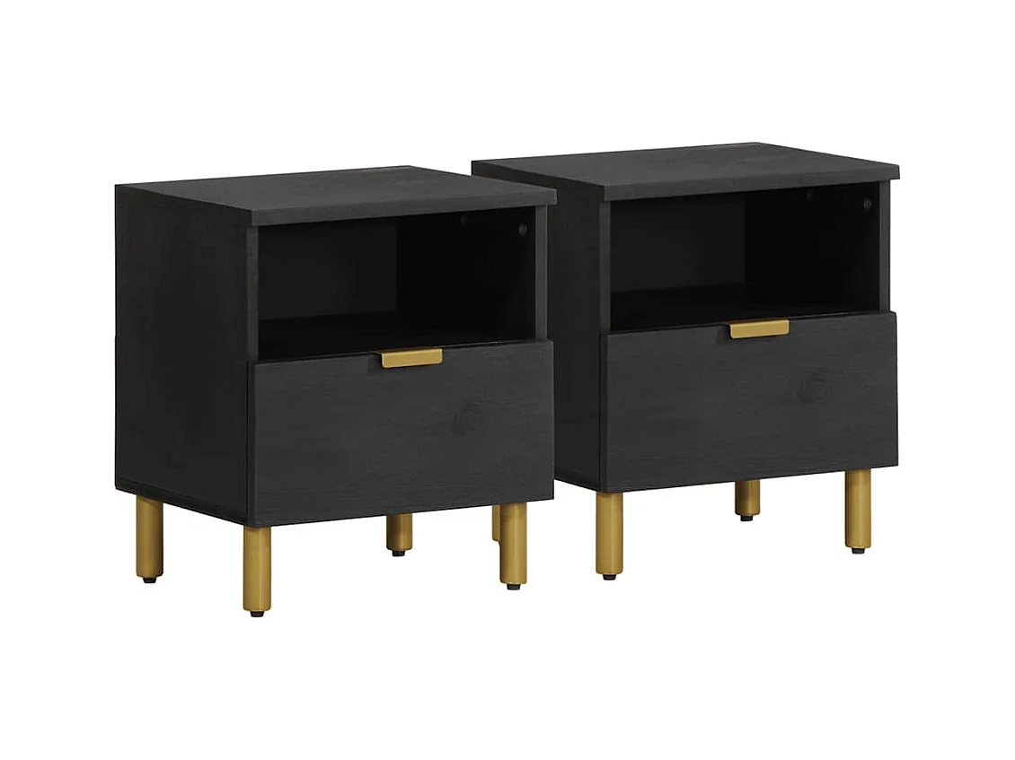 Table de chevet noir 40x33x46 cm bois d'ingénierie
