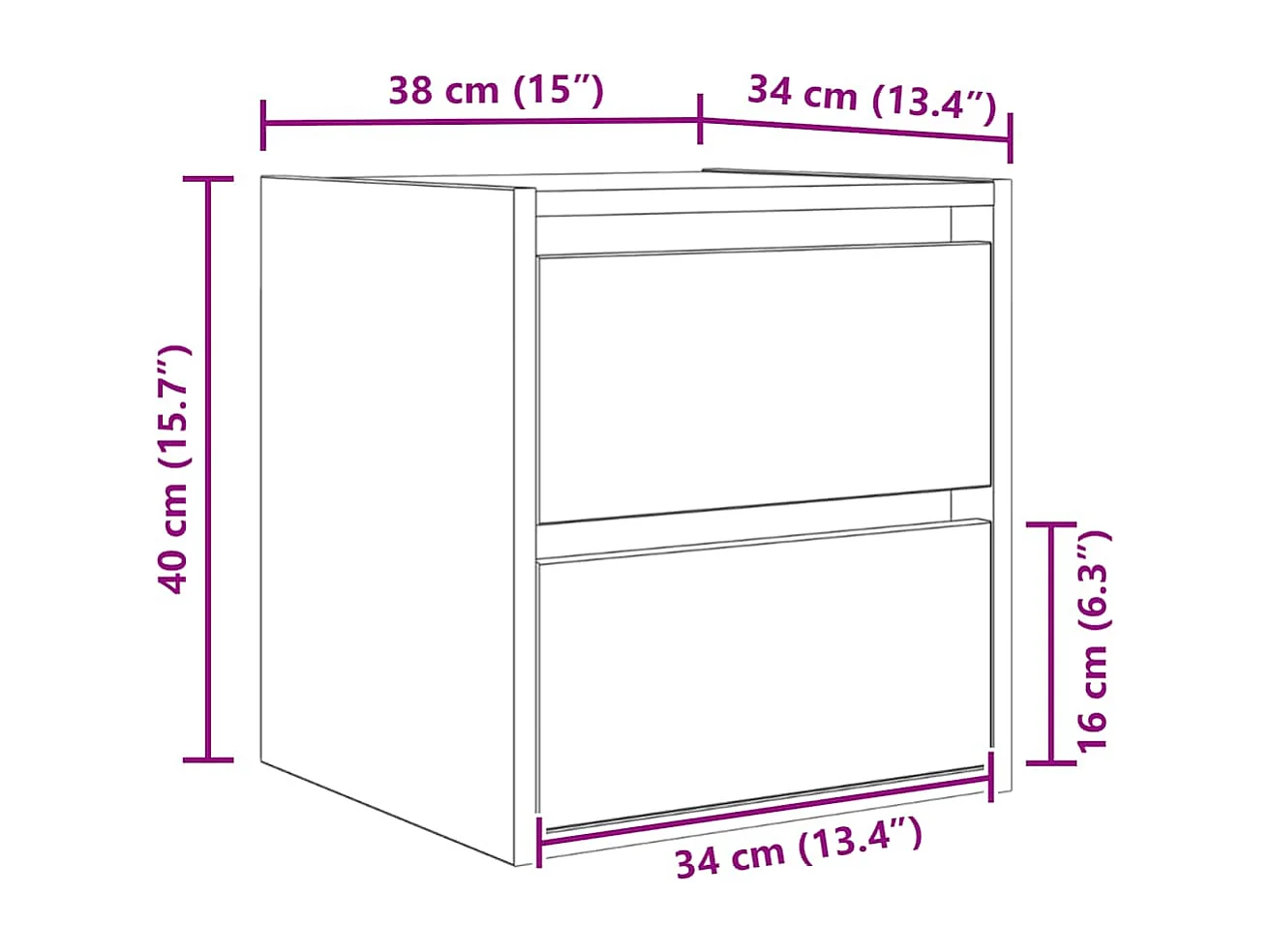 Mesillas de noche de pared 2 uds roble ahumado 38x34x40 cm
