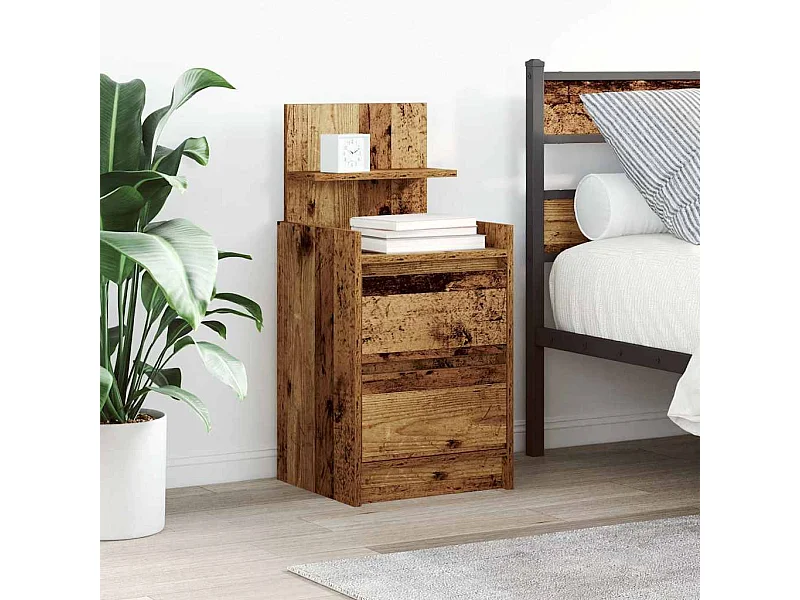 Mesillas de noche con 2 cajones 2 uds madera vieja 38x34x80 cm