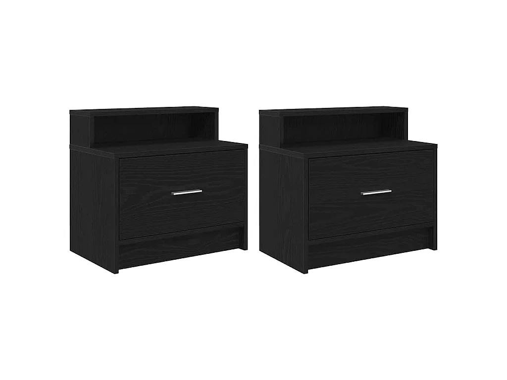 Comodini con Cassetto 2 pz Rovere Nero 51x31x47 cm