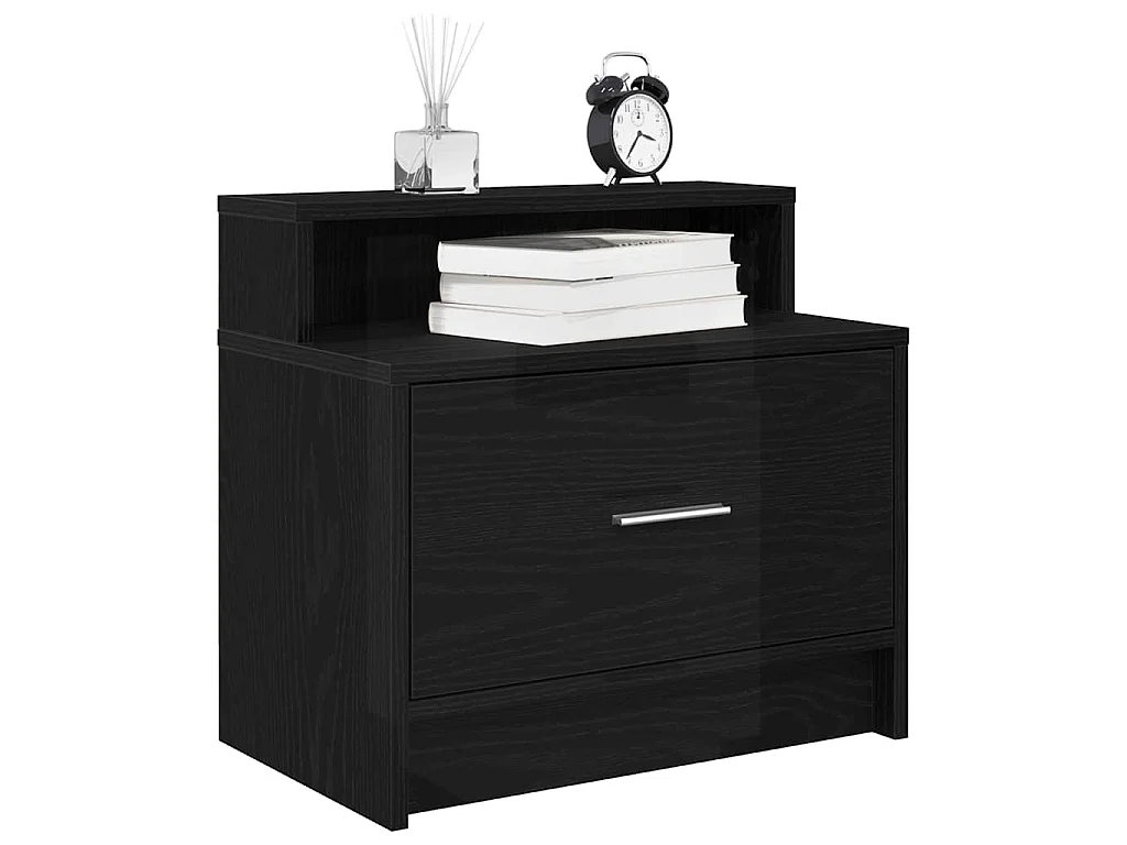 Comodini con Cassetto 2 pz Rovere Nero 51x31x47 cm